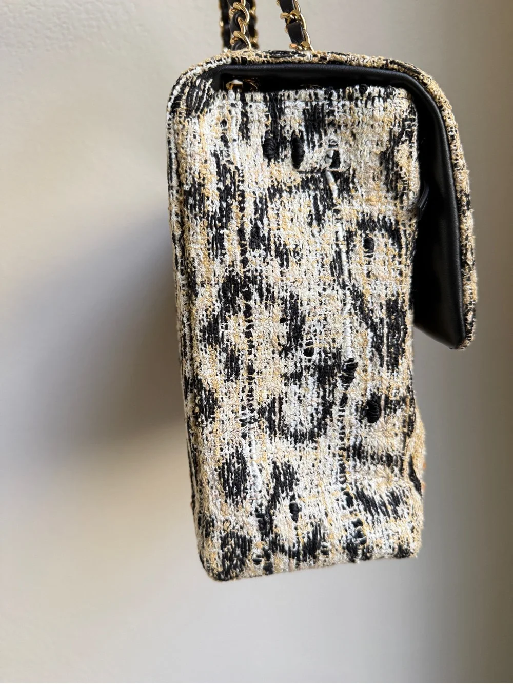 CHANEL Tweed Mixed Fibers Leopard Print Souplissimo Maxi Flap NWT